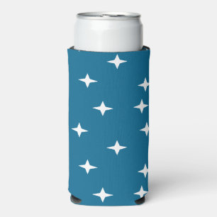 White stars on blue seltzer can cooler