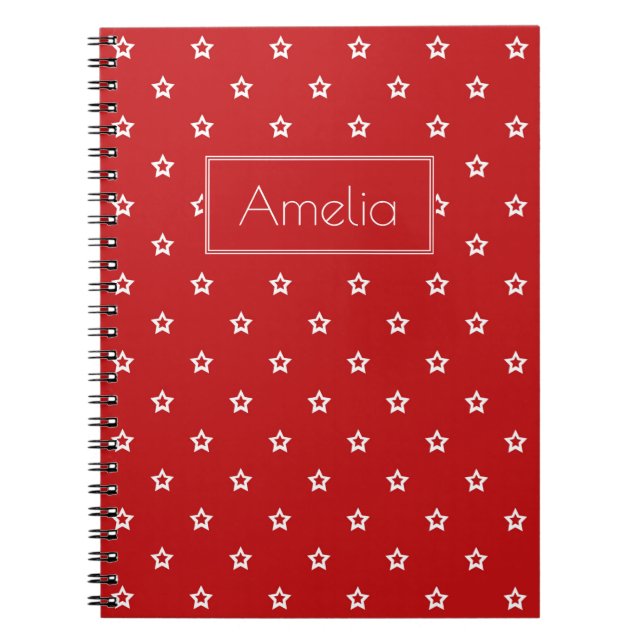 White Stars on Bright Red Notebook (Front)
