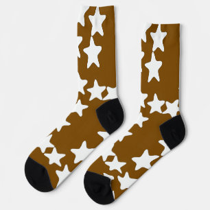White Stars On Brown Socks