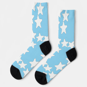 White Stars On Light Blue Socks