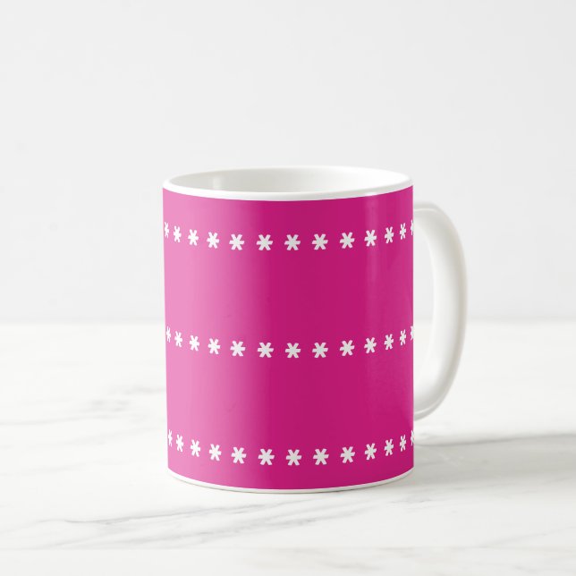White stars on pink background coffee mug (Front Right)