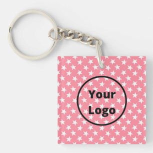 White stars on pink key ring