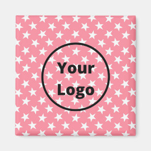 White stars on pink magnet
