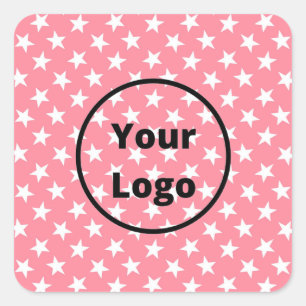 White stars on pink square sticker