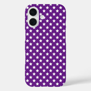 White Stars On Purple iPhone 16 Case