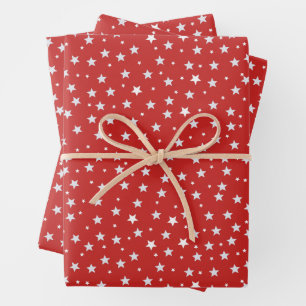 White Stars on Red Christmas Holidays  Wrapping Paper Sheet