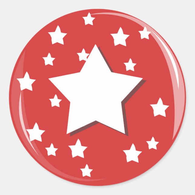 White Stars over Red  Classic Round Sticker (Front)