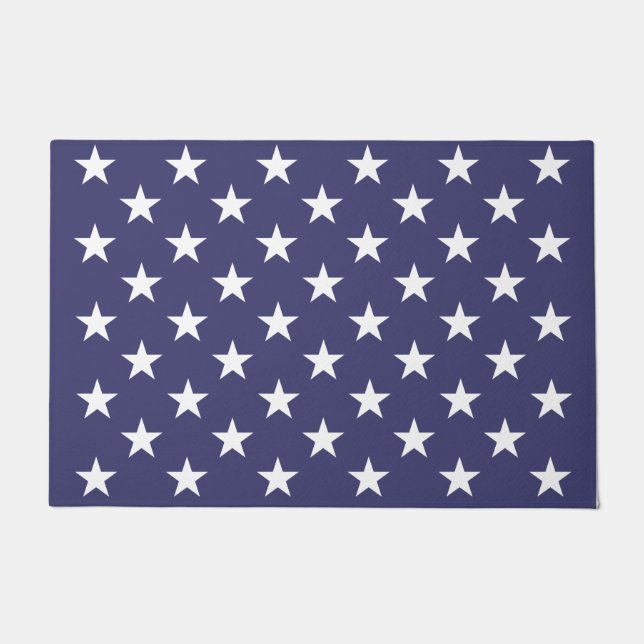 White Stars Patriotic American Flag Pattern Doormat (Front)