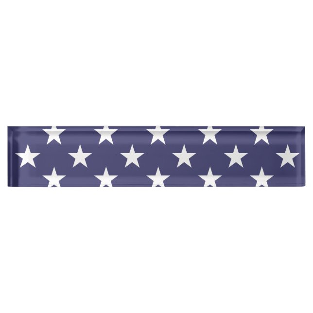 White Stars Patriotic American Flag Pattern Nameplate (Front)