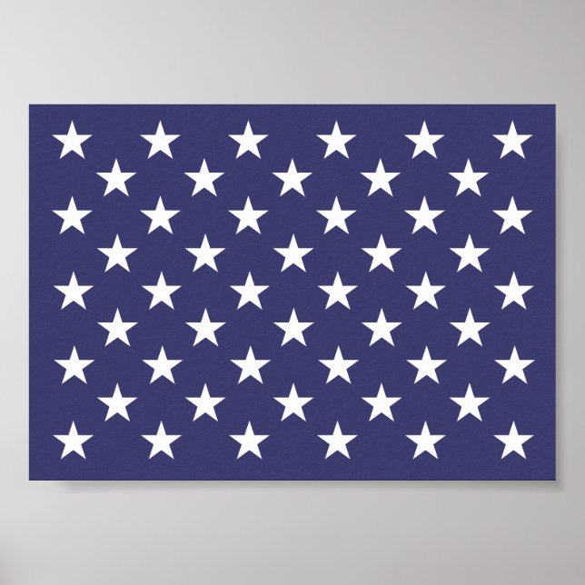 White Stars Patriotic American Flag Pattern Poster (Front)