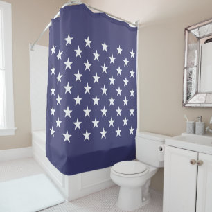 White Stars Patriotic American Flag Pattern Shower Curtain