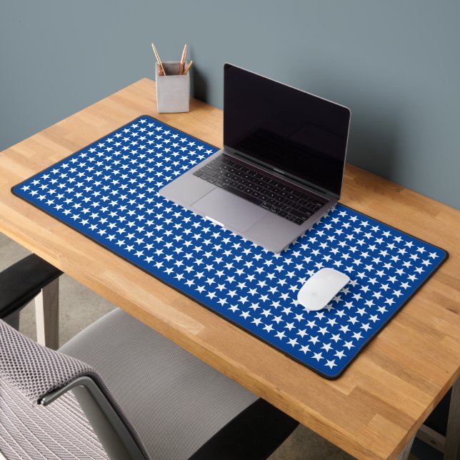 White Stars Pattern on Blue American Flag Theme Desk Mat (Office 2)