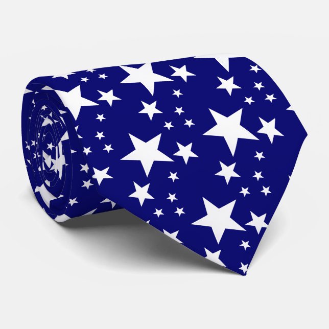 White Stars Pattern Tie (Rolled)