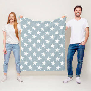 White Stars Petrol Colour Design Star Modern Trend Fleece Blanket