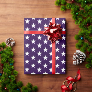 White Stars, Purple Winter Holidays Wrapping Paper