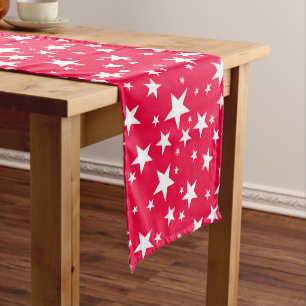 White Stars Red Customise Template Christmas Party Medium Table Runner