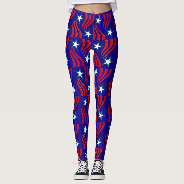 White Stars, Red Stripes and Blue Background Pants (Front)