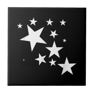 White Stars Star-Pattern-Design Costume Gift Ceramic Tile