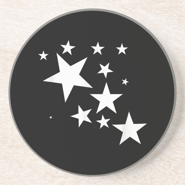 White Stars Star-Pattern-Design Costume Gift Coaster (Front)
