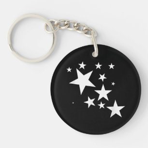 White Stars Star-Pattern-Design Costume Gift Key Ring
