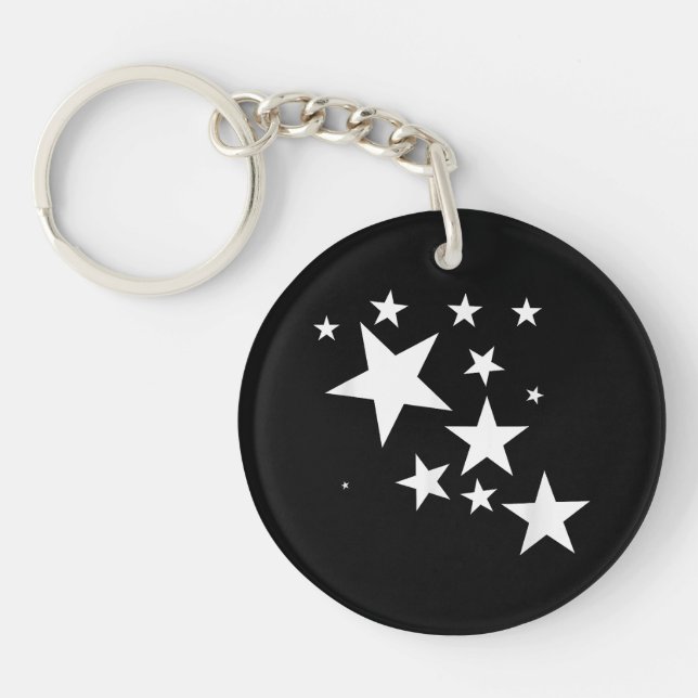 White Stars Star-Pattern-Design Costume Gift Key Ring (Front)