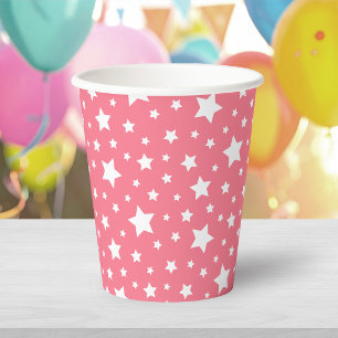 White Stars with Editable Background Colour Paper Cups