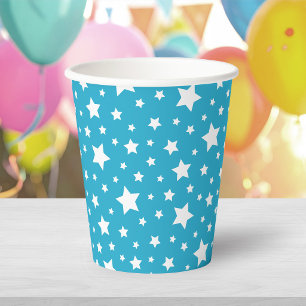 White Stars with Editable Background Colour Paper Cups