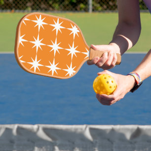White stars with orange background - Personalise Pickleball Paddle