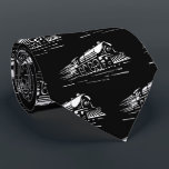 White Steam Train Engine on Black  Tie<br><div class="desc">White Steam Train Engine on Black Tie - - see my store for lots more great Train Gifts.</div>