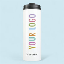 White Steel Drink Tumbler Company Logo 12 oz