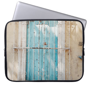 White steel window grill laptop sleeve