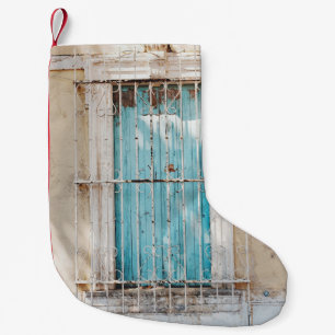 White steel window grill small christmas stocking