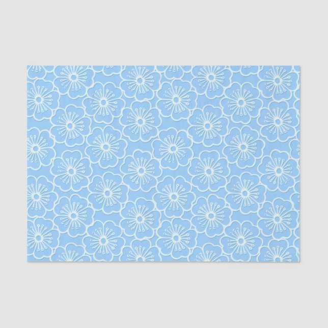 White stencil hibiscus floral tissue paper (Front)