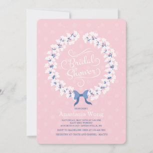 White Stephanotis Wreath Bridal Shower Invitation