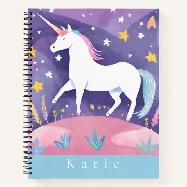 White Stepping Unicorn Elementary Notebook (Front)