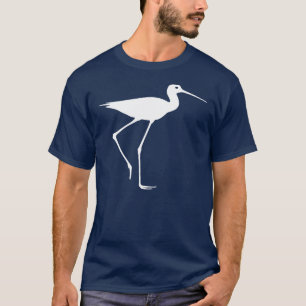 White Stilt Bird Print T-Shirt
