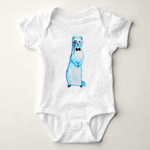 White Stoat Ermine Cute Ferret Lover Art Baby Bodysuit