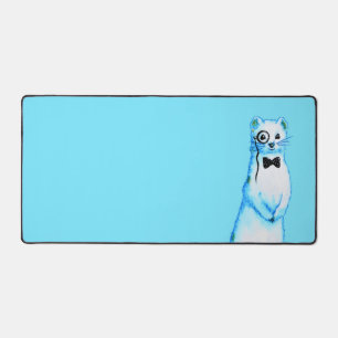 White Stoat Ermine Cute Ferret Lover Art Desk Mat