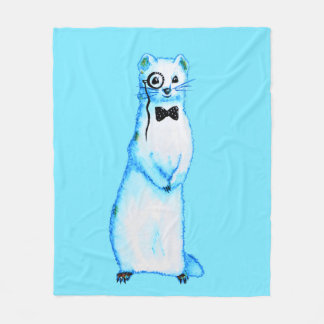 White Stoat Ermine Cute Ferret Lover Art Fleece Blanket