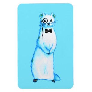 White Stoat Ermine Cute Ferret Lover Art Magnet