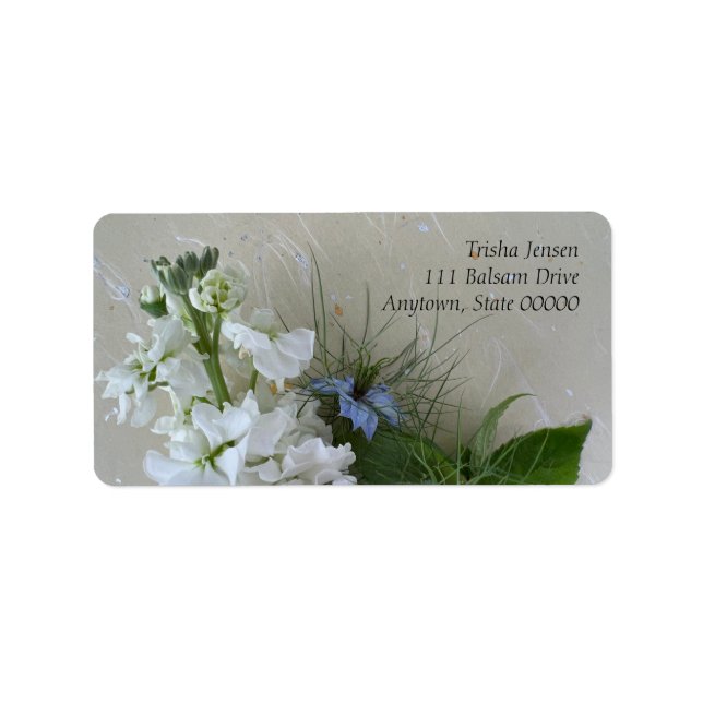 White stock with nigella flowers label (Front)