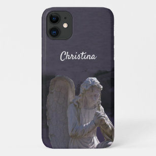 White Stone Christian Angel Statue Deep Purple Case-Mate iPhone Case