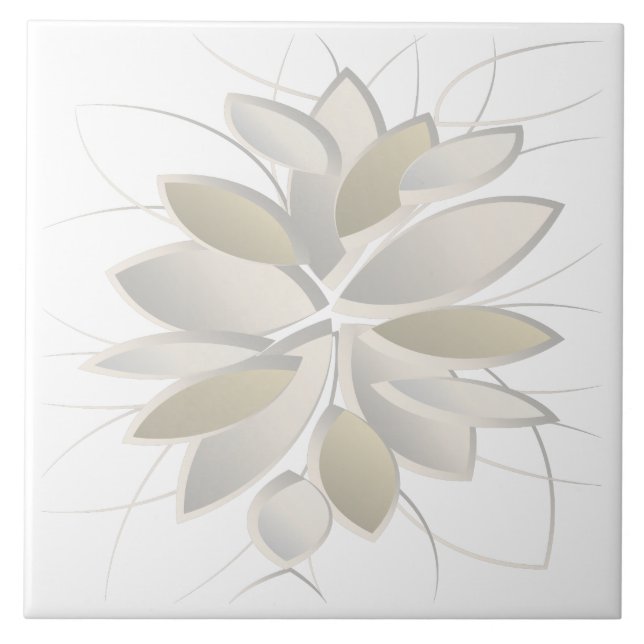 white stone petals ceramic tile (Front)