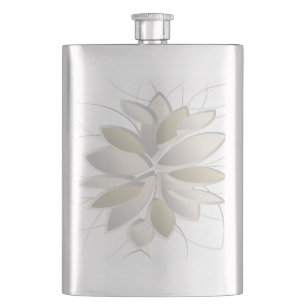 white stone petals hip flask