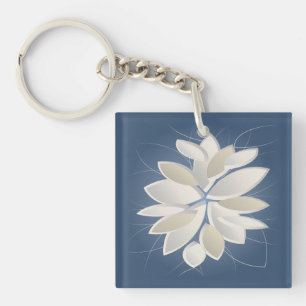 white stone petals key ring