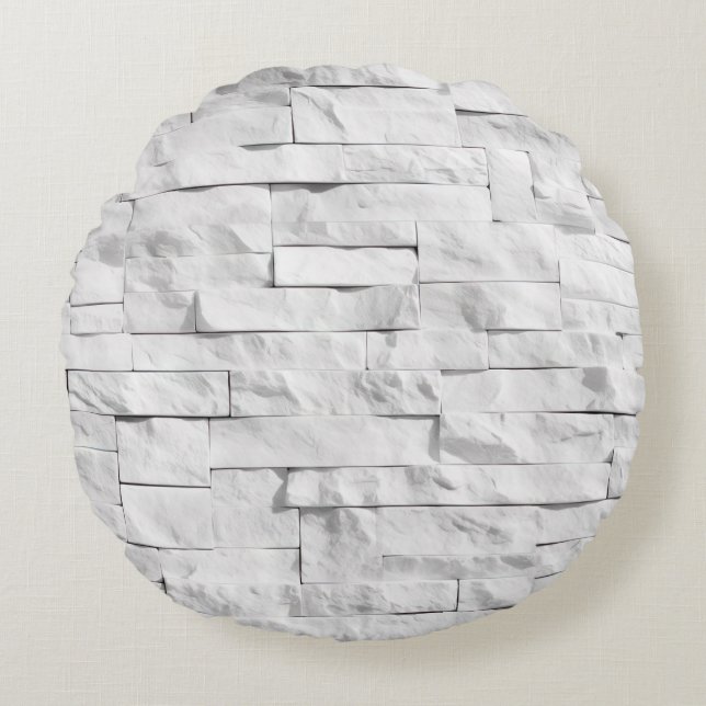 White Stone Textures Design Series 1 Round Cushion (Front)