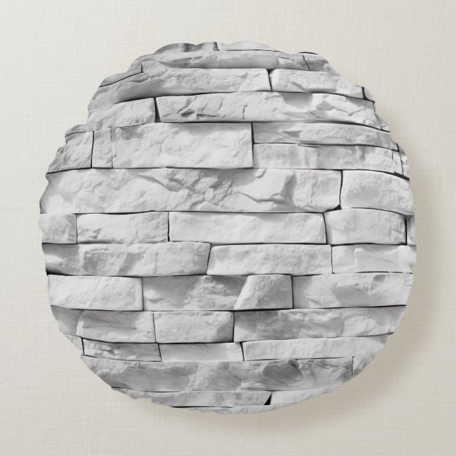 White Stone Textures Design Series 3 Round Cushion (Front)