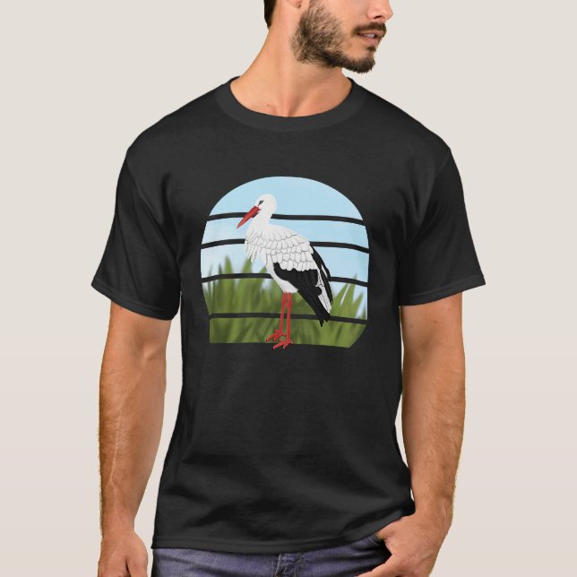 White Stork Bird Bird Birdwatcher Animal Biologist T-Shirt (Front)