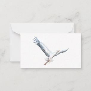White stork flying card
