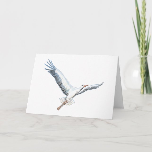 White stork flying   card (Front)